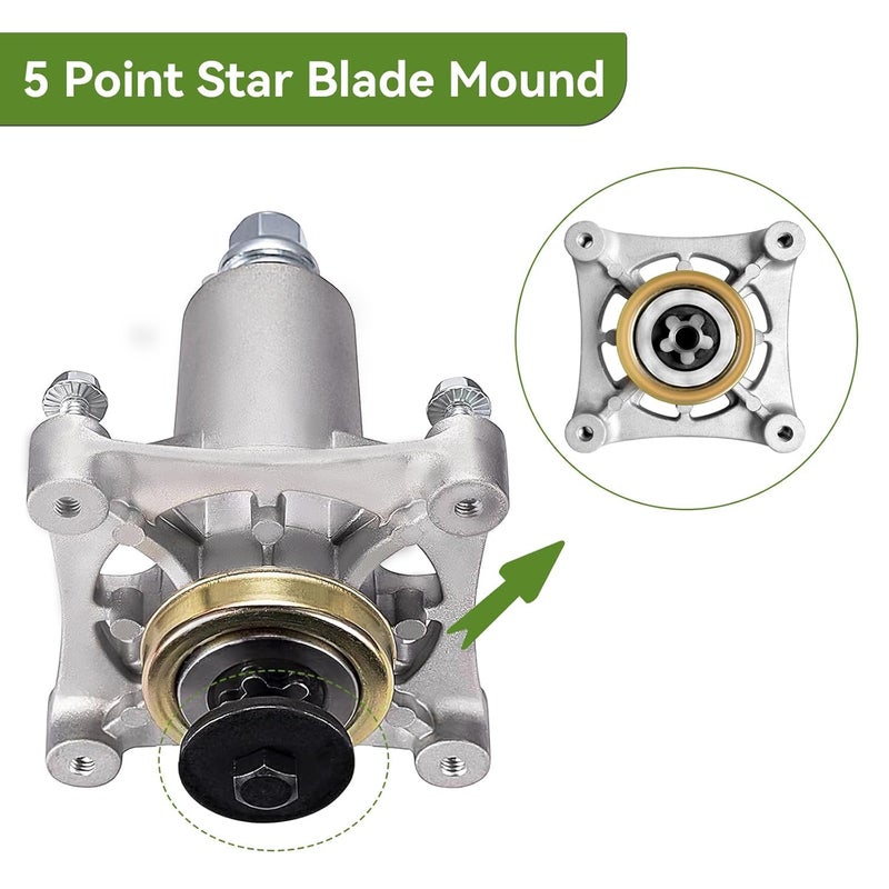 ranwin Spindle Assembly Fit for Craftsman HU Ariens Poulan - Mandrel Spindle Fit for 42" 46" 48" 54" Mower Deck, with Thread Bolts and Grease Fitting, Replace 192810 532187292 532187281 567253301 (1) - Image 3